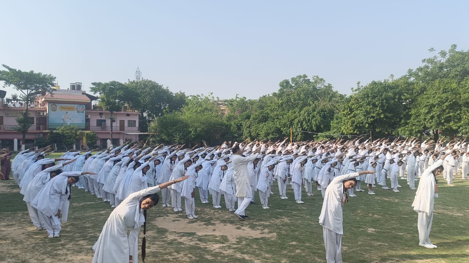 The students were made to do yoga exercises